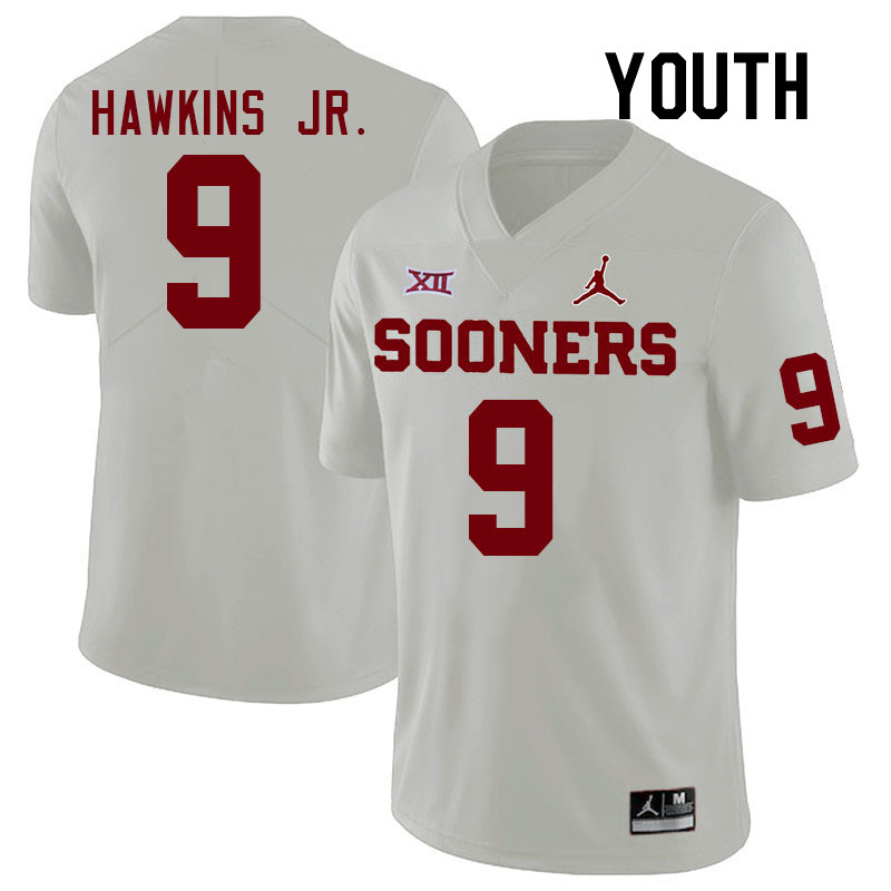 Youth #9 Michael Hawkins Jr. Oklahoma Sooners College Football Jerseys Stitched-White